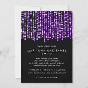 Elegant Wedding Vow Renewal Modern Purple Lights Invitation