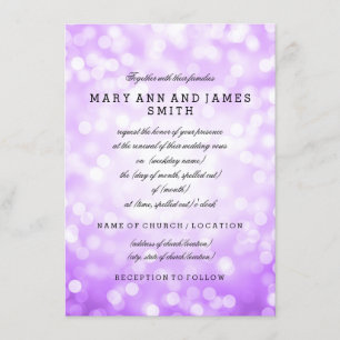 Elegant Wedding Vow Renewal Purple Glitter Lights Invitation