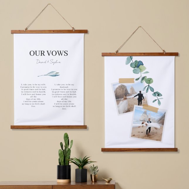 Elegant Wedding Vows Anniversary Gift Hanging Tapestry (Asymmetrical)