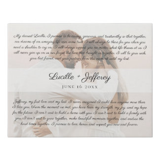 Elegant Wedding Vows Art Anniversary Photo Faux Canvas Print