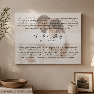 Elegant Wedding Vows Art Anniversary Photo Faux Canvas Print