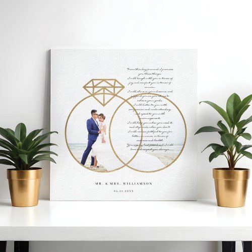 Elegant Wedding Vows Gold Diamond Rings Photo Canvas Print