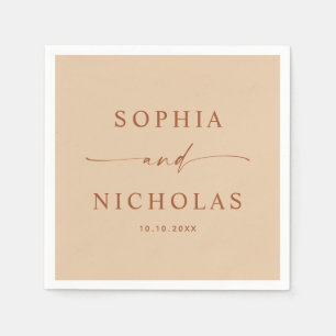 Elegant Wedding Warm Peach Sand Modern Beverage Napkins