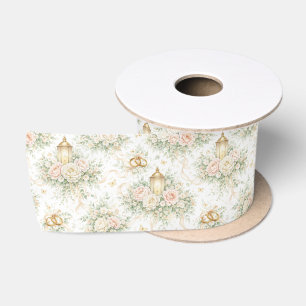 Elegant Wedding Watercolor Blush Florals Lanterns Satin Ribbon
