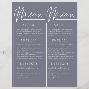 Elegant wedding watercolor gloomy gray double menu