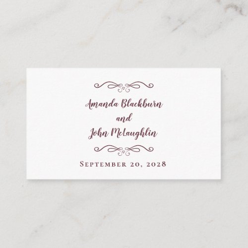 Elegant Wedding Website Burgundy Modern Classic Enclosure Card