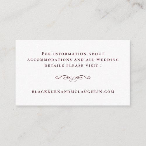Elegant Wedding Website Burgundy Modern Details Enclosure Card