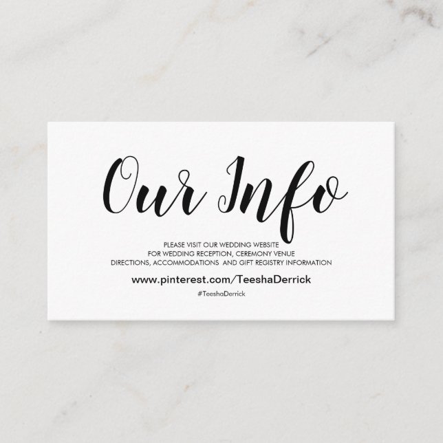 Elegant Wedding Website Details Enclosure Cards (Front)