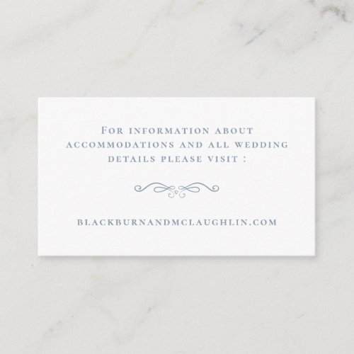 Elegant Wedding Website Dusty Blue Modern Details Enclosure Card