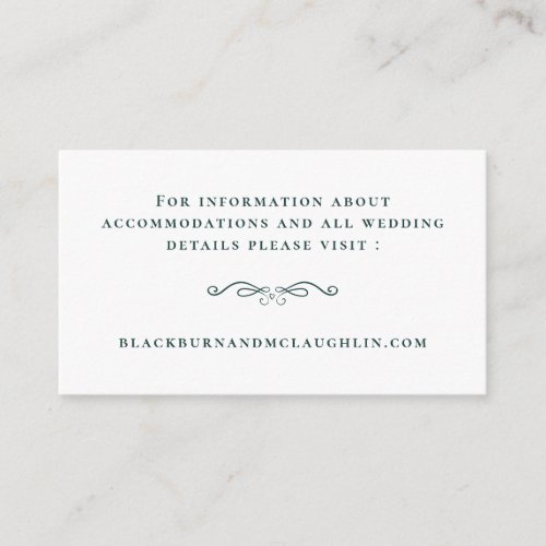 Elegant Wedding Website Emerald Modern Details Enclosure Card