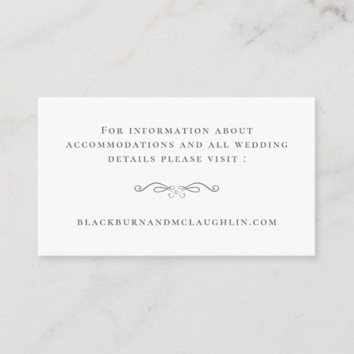 Elegant Wedding Website Gray White Modern Details Enclosure Card
