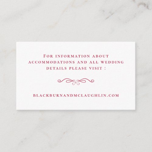 Elegant Wedding Website Magenta Red Modern Details Enclosure Card