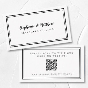 Elegant Wedding Website Modern QR Code Black White Enclosure Card