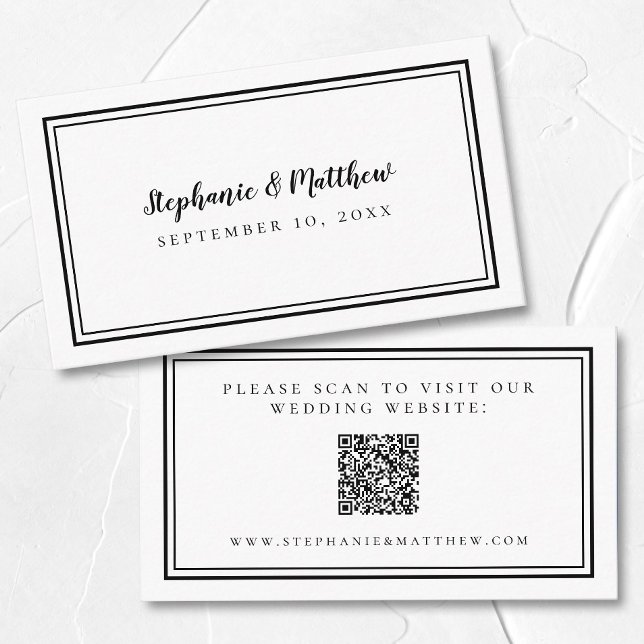 Elegant Wedding Website Modern QR Code Black White Enclosure Card (Elegant Wedding Website Modern QR Code Black White Enclosure Card)