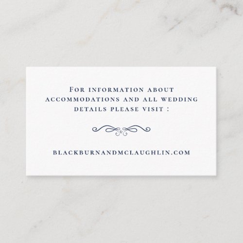 Elegant Wedding Website Navy Blue Modern Details Enclosure Card