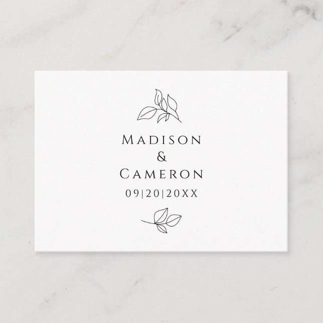 Elegant Wedding Website QR Code Black & White Info Enclosure Card (Front)