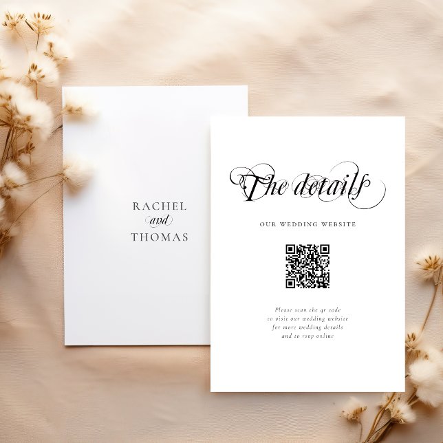 Elegant Wedding Website QR Code Details  Enclosure Card (Creator Uploaded)
