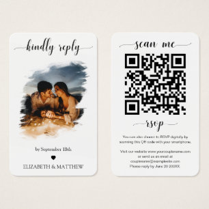Elegant Wedding Website QR Code Photo RSVP Card