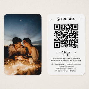 Elegant Wedding Website QR Code Photo RSVP Card