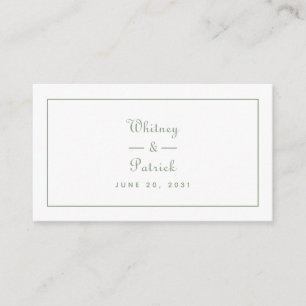 Elegant Wedding Website QR Code Sage Green Script Enclosure Card
