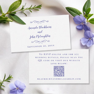 Elegant Wedding Website RSVP QR Code Periwinkle Enclosure Card