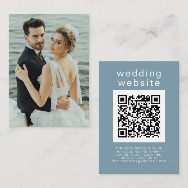 Elegant Wedding Website | RSVP QR Code Photo Enclosure Card (Front/Back)