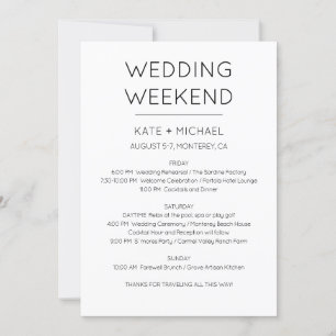 Elegant Wedding Weekend Itinerary Invitation