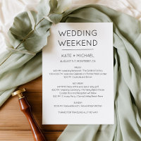 Elegant Wedding Weekend Itinerary Invitation