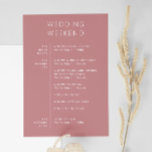 Elegant Wedding Weekend Itinerary | Rose Pink Invitation<br><div class="desc">Welcome your guests with this elegant dusty rose pink wedding weekend itinerary invitation. Featuring a stylish timeline layout and soft floral tones, this card is perfect for sharing your wedding schedule and events at a glance. Ideal for destination weddings, full weekend celebrations, or multi day gatherings. Fully customizable with your...</div>