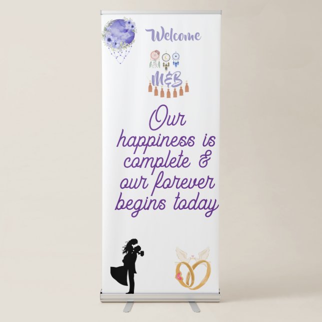 Elegant Wedding Welcome Banner – "Our Forever Begi (Front)