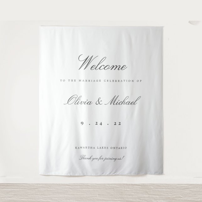 Elegant Wedding Welcome Custom Backdrop Tapestry (Front)