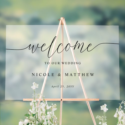 Elegant Wedding Welcome Frosted Look Acrylic Sign