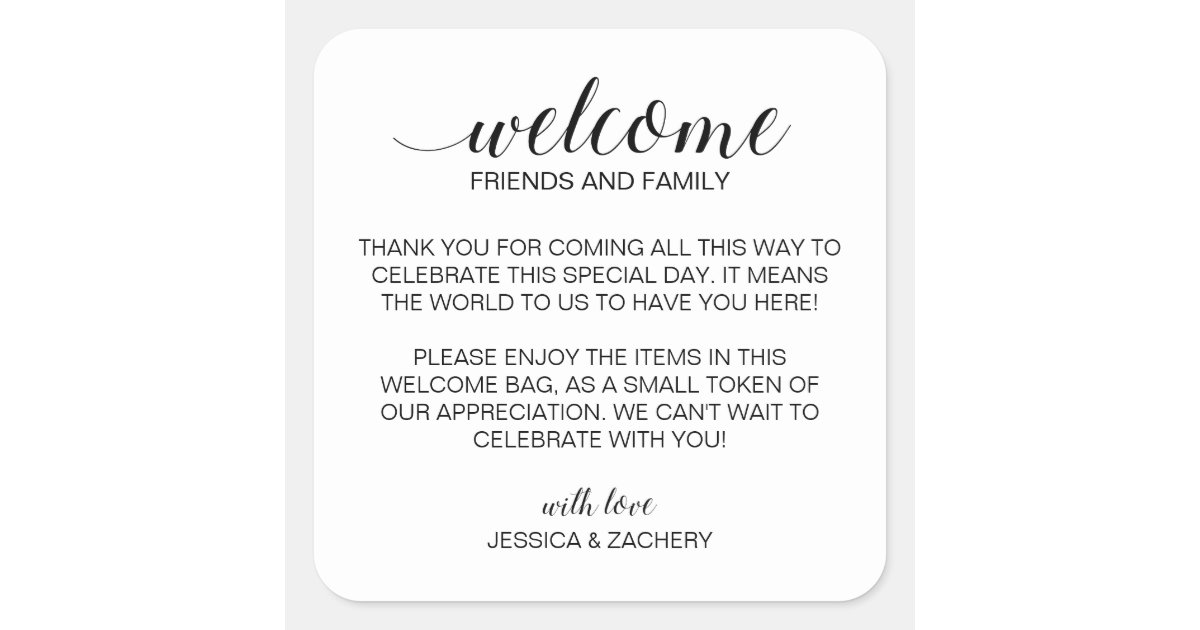 Elegant Wedding Welcome Gift Bag Basket Square Sticker Zazzle Com Elegant Wedding Welcome Gift Bag Basket Square Sticker Zazzle Com
