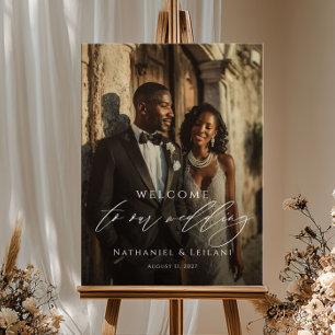 Elegant wedding welcome photo  poster