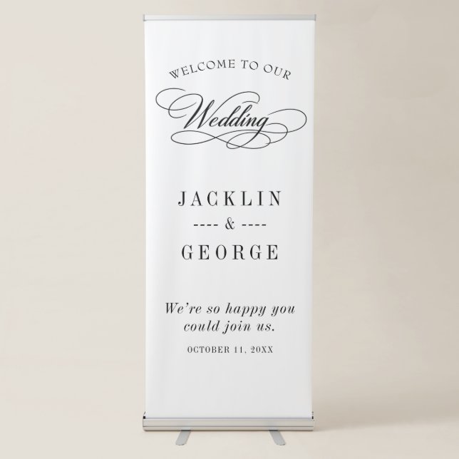 Elegant Wedding Welcome Retractable Banner (Front)