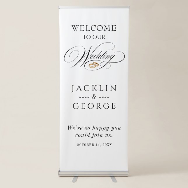 Elegant Wedding Welcome Retractable Banner (Front)