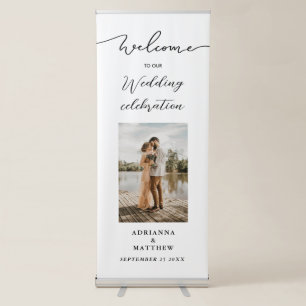 Elegant Wedding Welcome Script Photo Retractable Banner