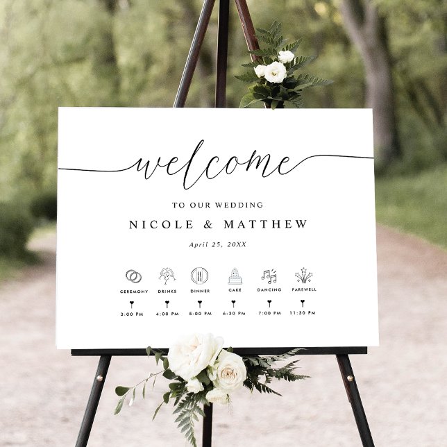Elegant Wedding Welcome Sign and Timeline (Creator Uploaded)