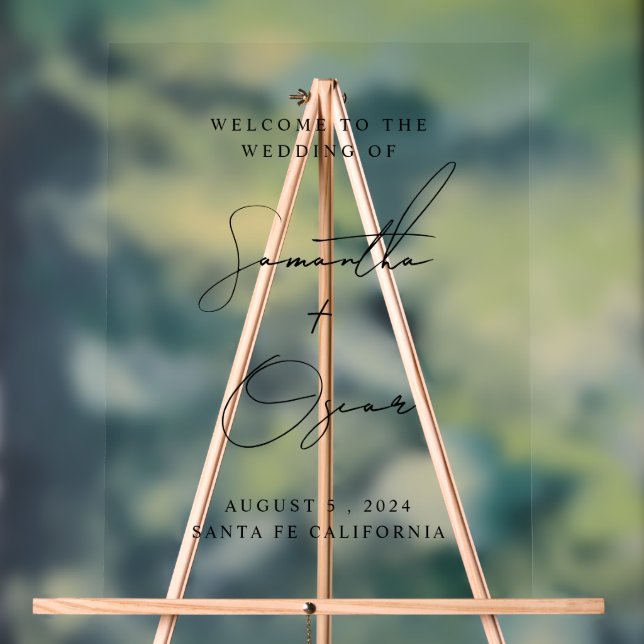 Elegant Wedding Welcome Sign Custom Names and Date (Neutral)