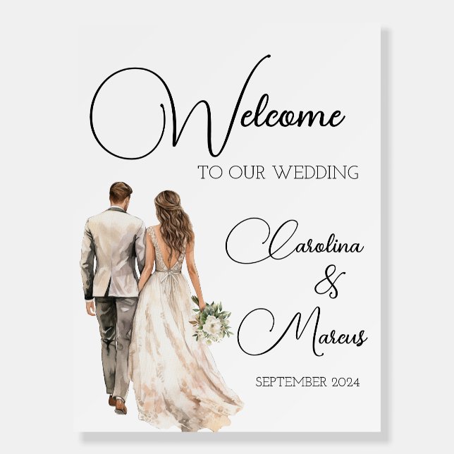 Elegant Wedding Welcome Sign, Modern Welcome Sign (Front)