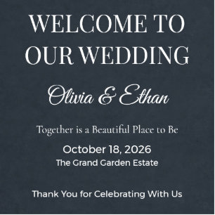 Elegant Wedding Welcome Sign Navy Luxury Cutout