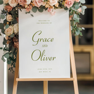 Elegant Wedding Welcome Sign, Olive Green Welcome  Foam Board