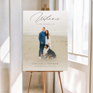 Elegant Wedding Welcome Sign Poster with Photo