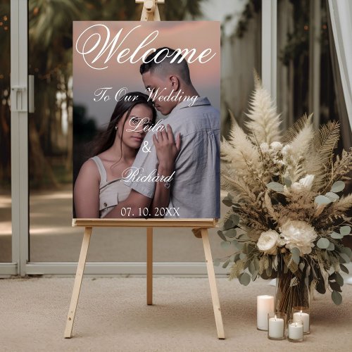 Elegant Wedding Welcome Sign with cute white text