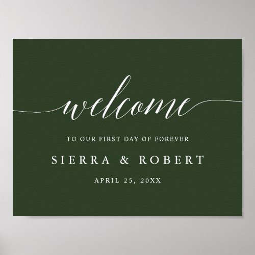 Elegant Wedding Welcome Sign with White Script