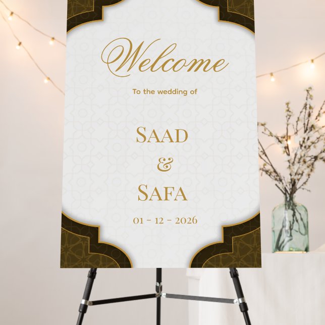 Elegant wedding welcome signs party signs & banner (In Situ (Stand))