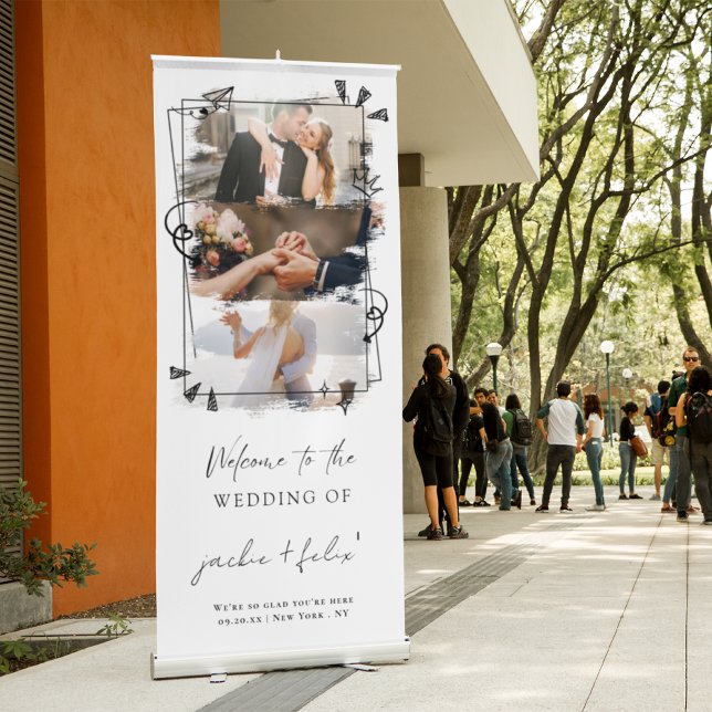 Elegant Wedding Welcome with Custom Photos Retractable Banner (Creator Uploaded)