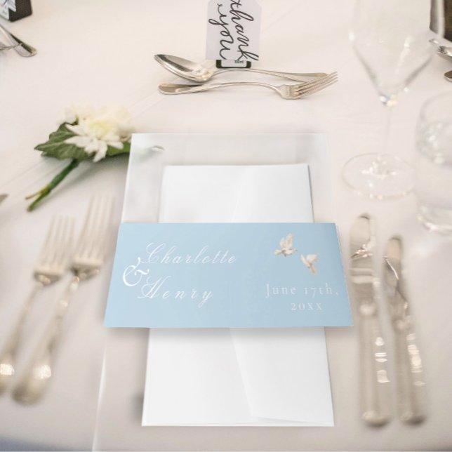 Elegant Wedding white Doves Invitation Belly Band (Creator Uploaded)