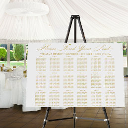 Elegant Wedding White Gold 18 Table Seating Chart Foam Board