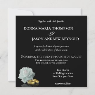 Elegant Wedding White Rose Gold Rings Black